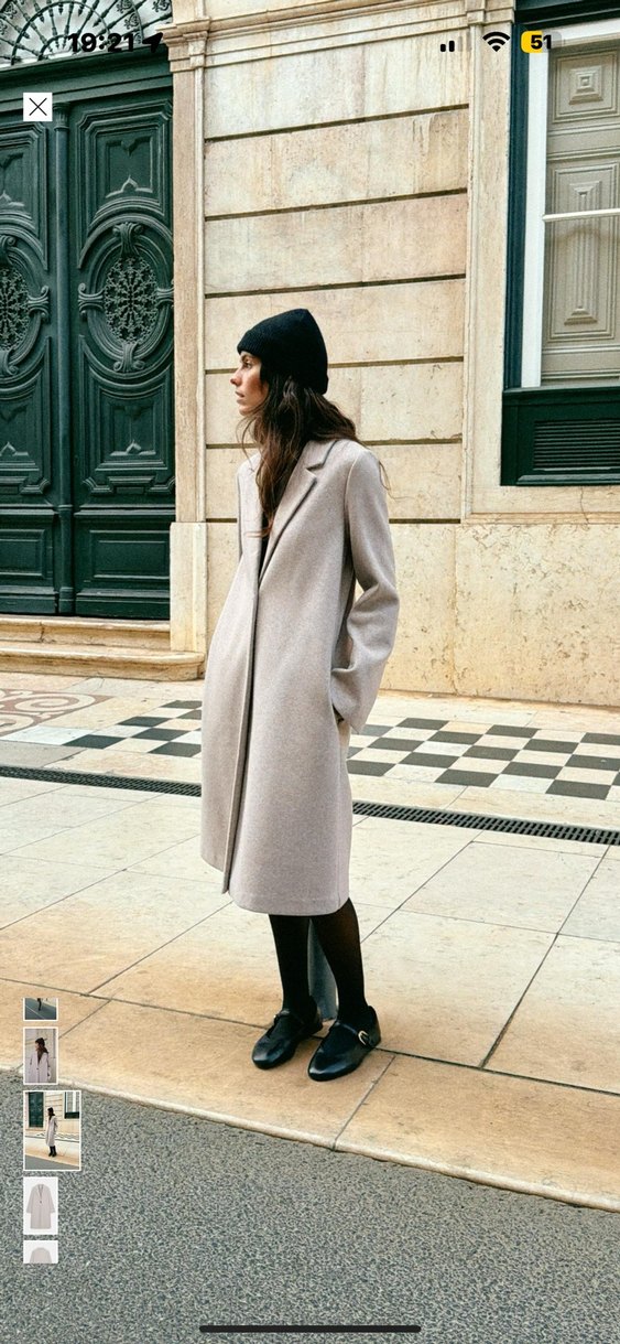 Zara Etiketli Tek Düğmeli Bej Kaban - Görsel 3