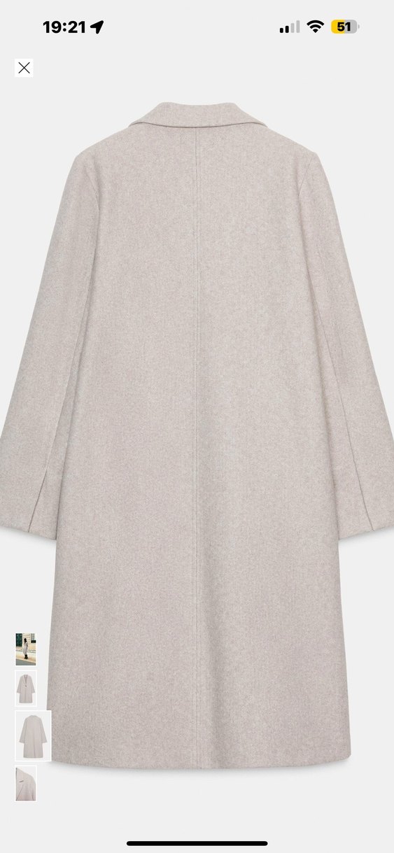 Zara Etiketli Tek Düğmeli Bej Kaban - Görsel 4