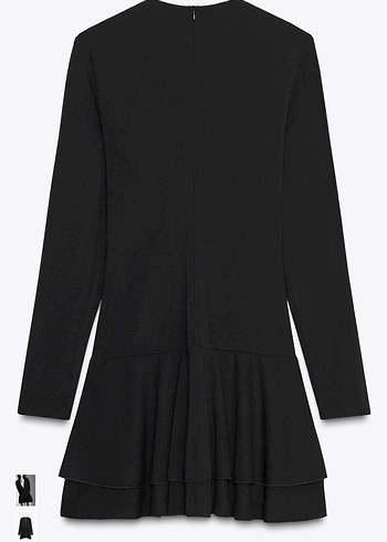 Zara Etiketli Uzun Kollu Drapeli Siyah Kadın Elbise - Görsel 2