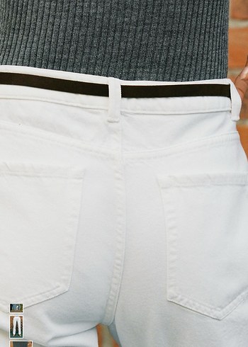 Zara Etiketli Kadın Beyaz Kemerli Jean Pantolon - Görsel 5