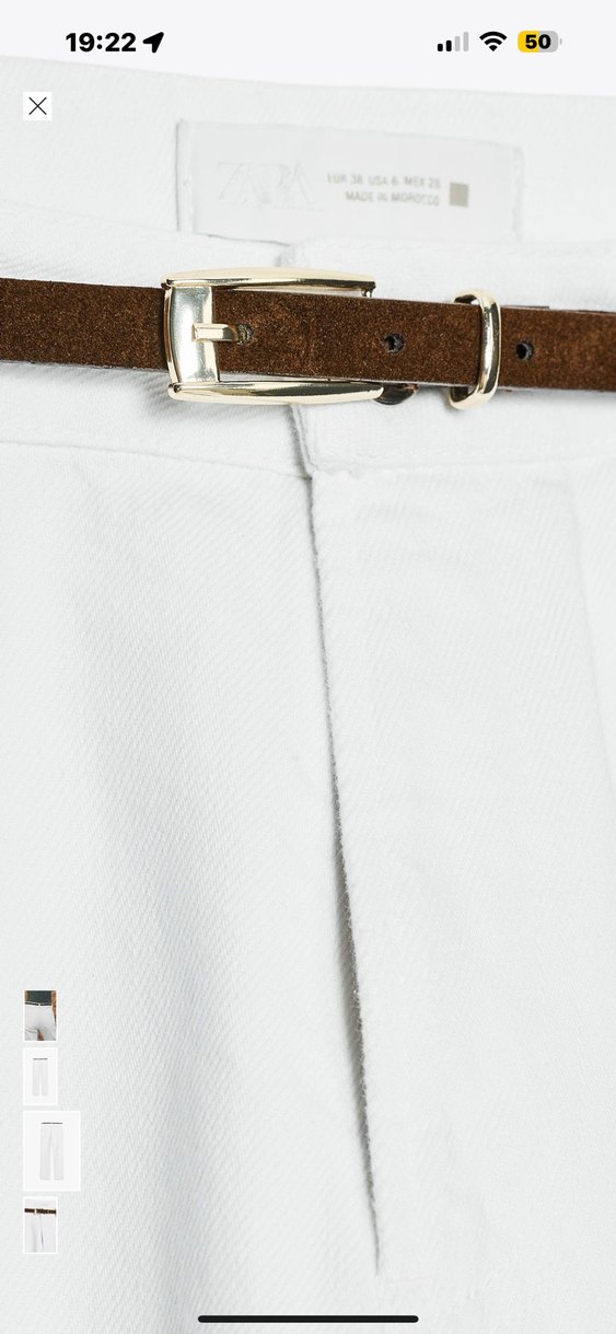 Zara Etiketli Kadın Beyaz Kemerli Jean Pantolon - Görsel 3