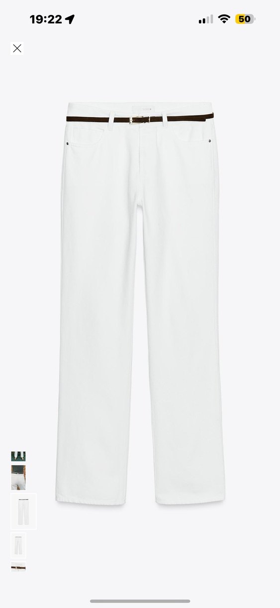 Zara Etiketli Kadın Beyaz Kemerli Jean Pantolon - Görsel 4