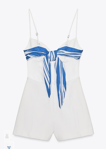 Zara Etiketli Beyaz Mini V Yaka Kolsuz Tulum - Görsel 2