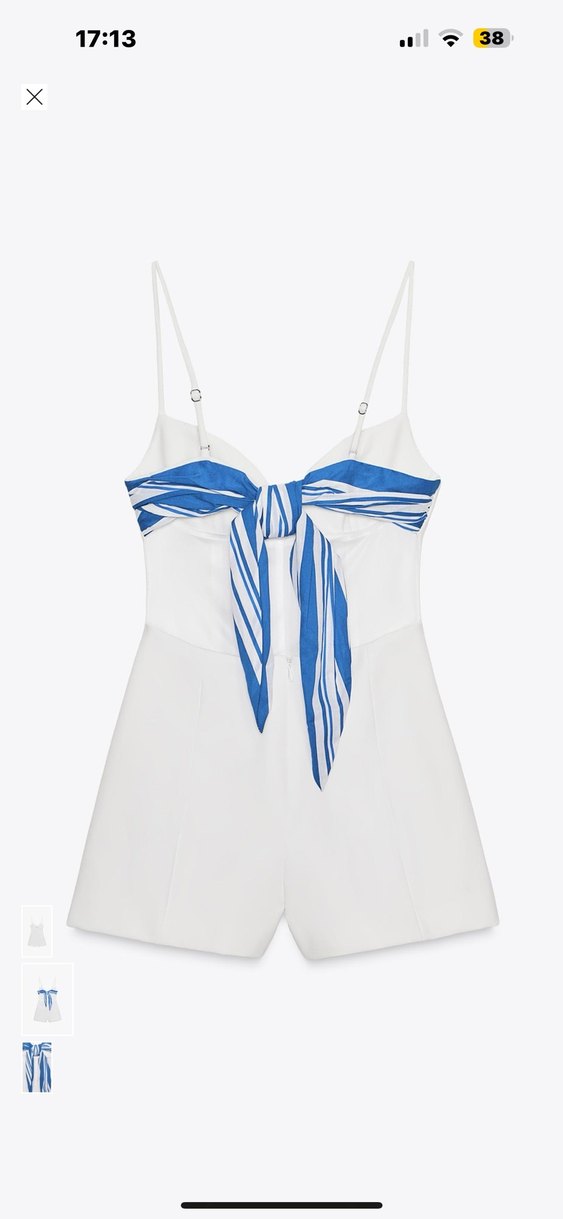 Zara Etiketli Beyaz Mini V Yaka Kolsuz Tulum - Görsel 2