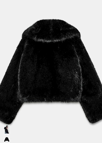 Zara Etiketli Siyah Kürk Ceket - Görsel 3