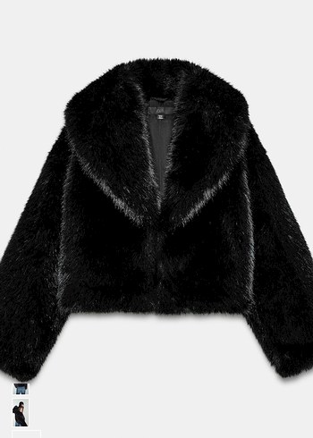 Zara Etiketli Siyah Kürk Ceket - Görsel 2