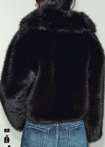 Zara Etiketli Siyah Kürk Ceket - Görsel 5
