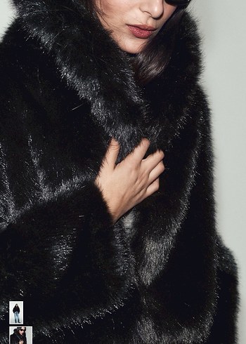 Zara Etiketli Siyah Kürk Ceket - Görsel 6