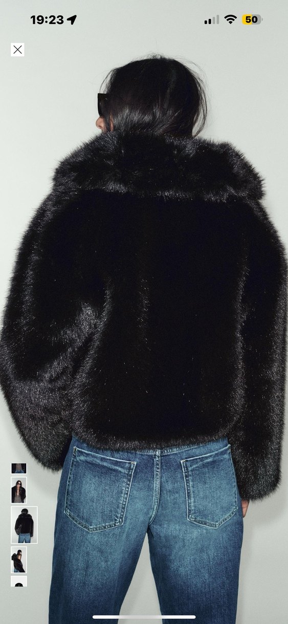 Zara Etiketli Siyah Kürk Ceket - Görsel 5