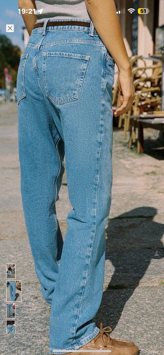 Zara Etiketli Kadın Kemerli Normal Kesim Denim Pantolon - Görsel 5