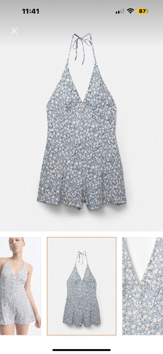 Pull&Bear Etiketli Çiçek Desenli Kısa Tulum - Görsel 3