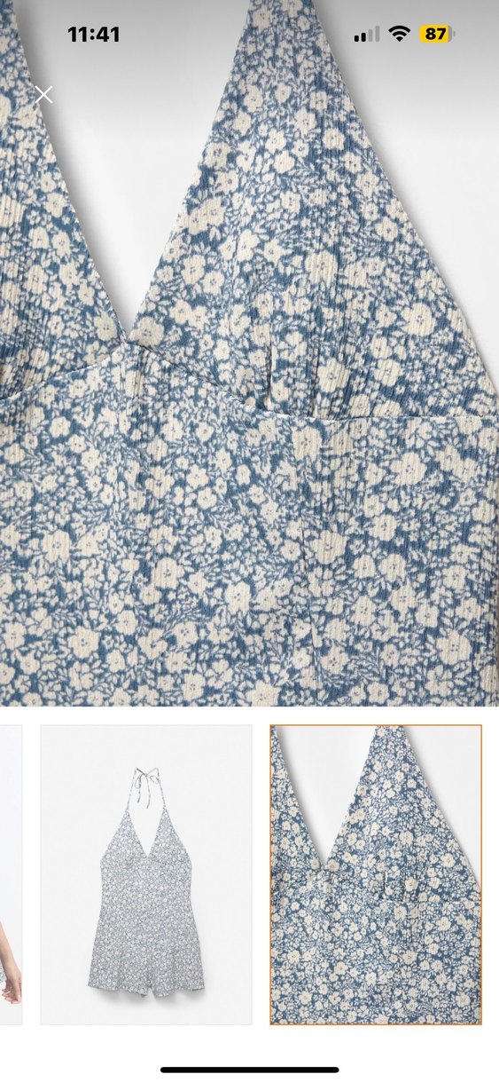 Pull&Bear Etiketli Çiçek Desenli Kısa Tulum - Görsel 4