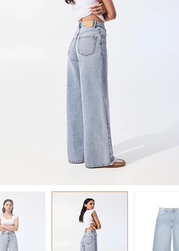 Pull and Bear Etiketli Geniş Paça Kadın Denim Pantolon - Görsel 3