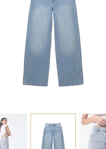 Pull and Bear Etiketli Geniş Paça Kadın Denim Pantolon - Görsel 6