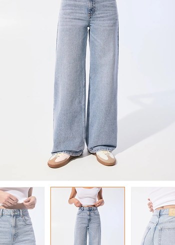 Pull and Bear Etiketli Geniş Paça Kadın Denim Pantolon - Görsel 7