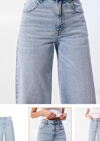 Pull and Bear Etiketli Geniş Paça Kadın Denim Pantolon - Görsel 5