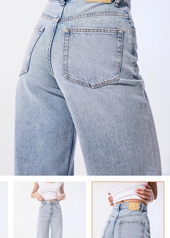 Pull and Bear Etiketli Geniş Paça Kadın Denim Pantolon - Görsel 4