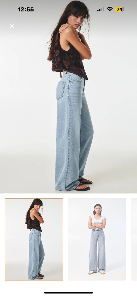 Pull and Bear Etiketli Geniş Paça Kadın Denim Pantolon - Görsel 2