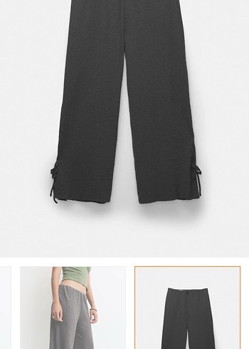 Pull&Bear Etiketli Gri Salaş Kadın Pantolon - Görsel 5