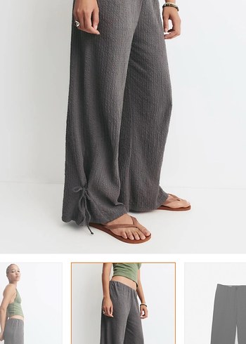 Pull&Bear Etiketli Gri Salaş Kadın Pantolon - Görsel 4