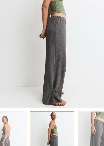 Pull&Bear Etiketli Gri Salaş Kadın Pantolon - Görsel 3