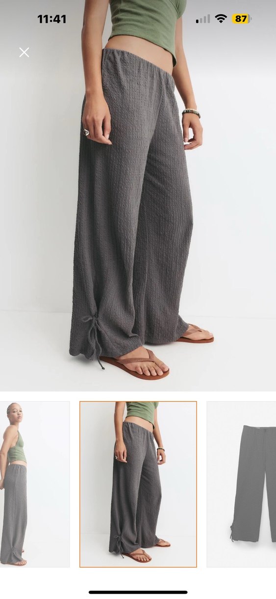 Pull&Bear Etiketli Gri Salaş Kadın Pantolon - Görsel 4