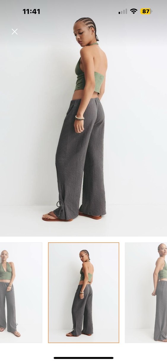 Pull&Bear Etiketli Gri Salaş Kadın Pantolon - Görsel 2