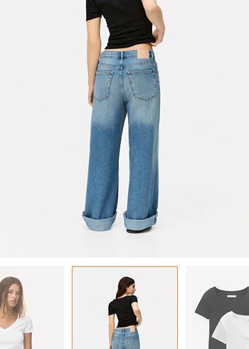 Pull&bear Etiketli İkili V Yaka Kadın Tişörtü - Görsel 4