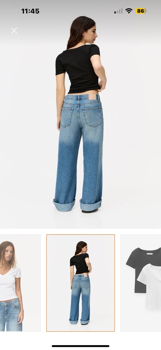 Pull&bear Etiketli İkili V Yaka Kadın Tişörtü - Görsel 4