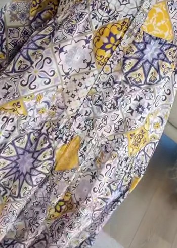 Diğer Bohem Çok Renkli Uzun Kol Bağlama Desenli Elbise