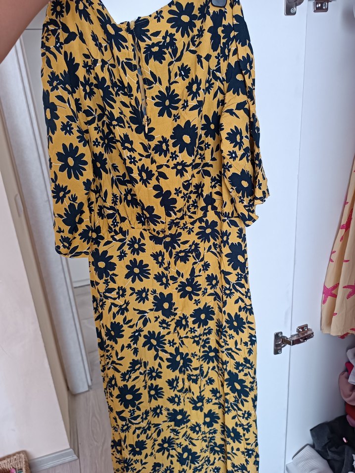 Sarı Desenli Bohem Uzun Kadın Elbise - Görsel 3
