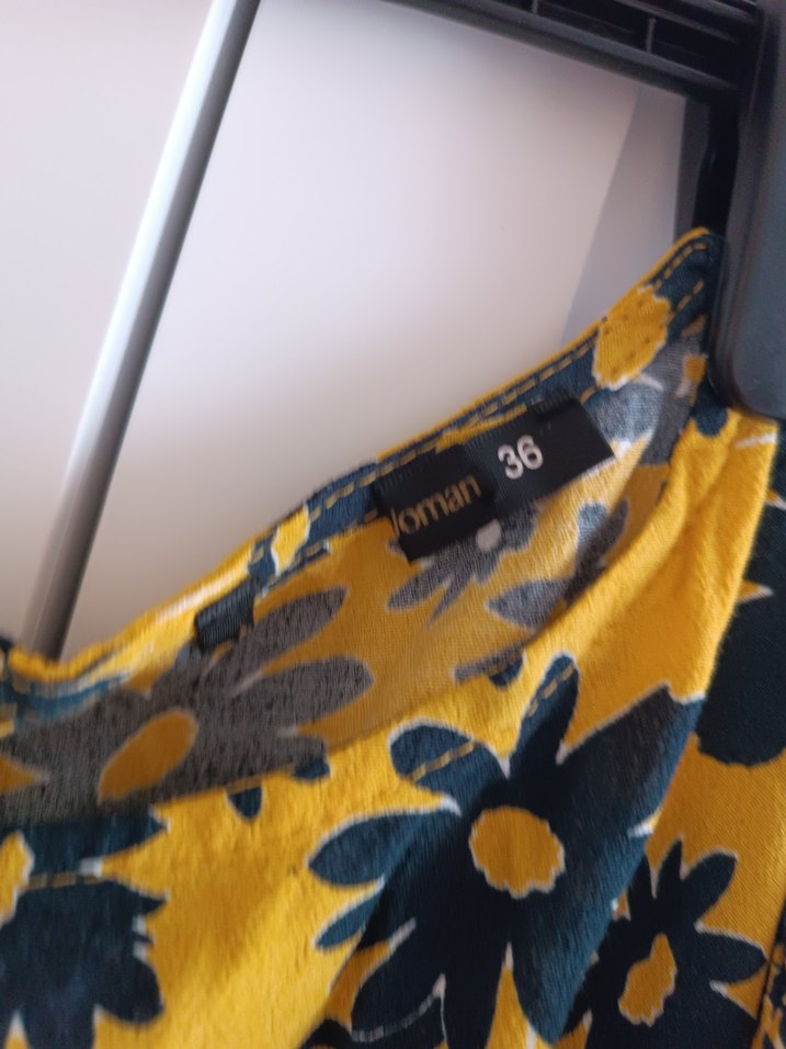 Sarı Desenli Bohem Uzun Kadın Elbise - Görsel 2