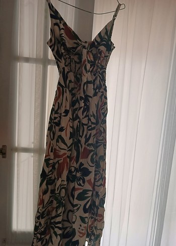 Çiçek Desenli Uzun Askılı Bohem Elbise - Görsel 2