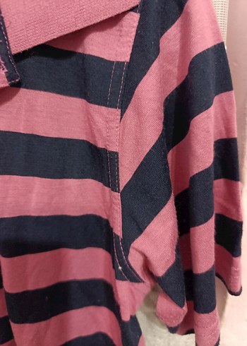 Erkek Çizgili Pembe Polo Tişört - Görsel 2