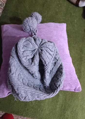 Gri Örgü Kadın Bere - Görsel 4