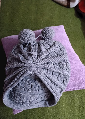 Gri Örgü Kadın Bere - Görsel 2