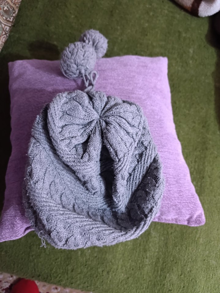 Gri Örgü Kadın Bere - Görsel 4