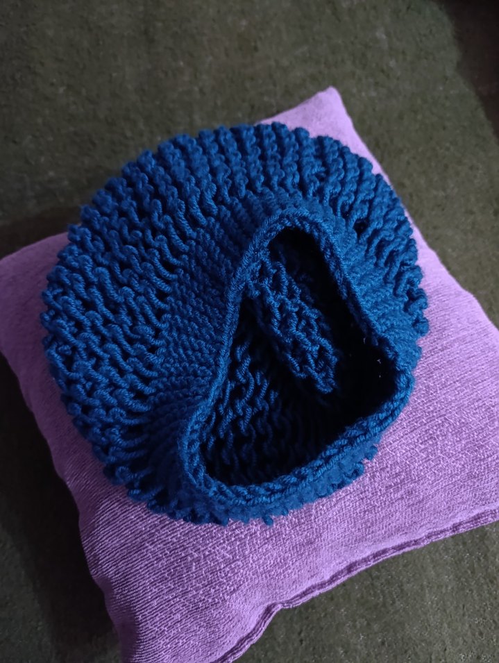 Kadın Mavi Örgü Bohem Bere - Görsel 3