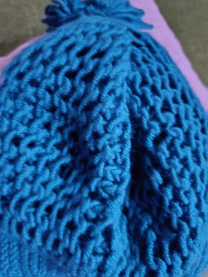 Kadın Mavi Örgü Bohem Bere - Görsel 2