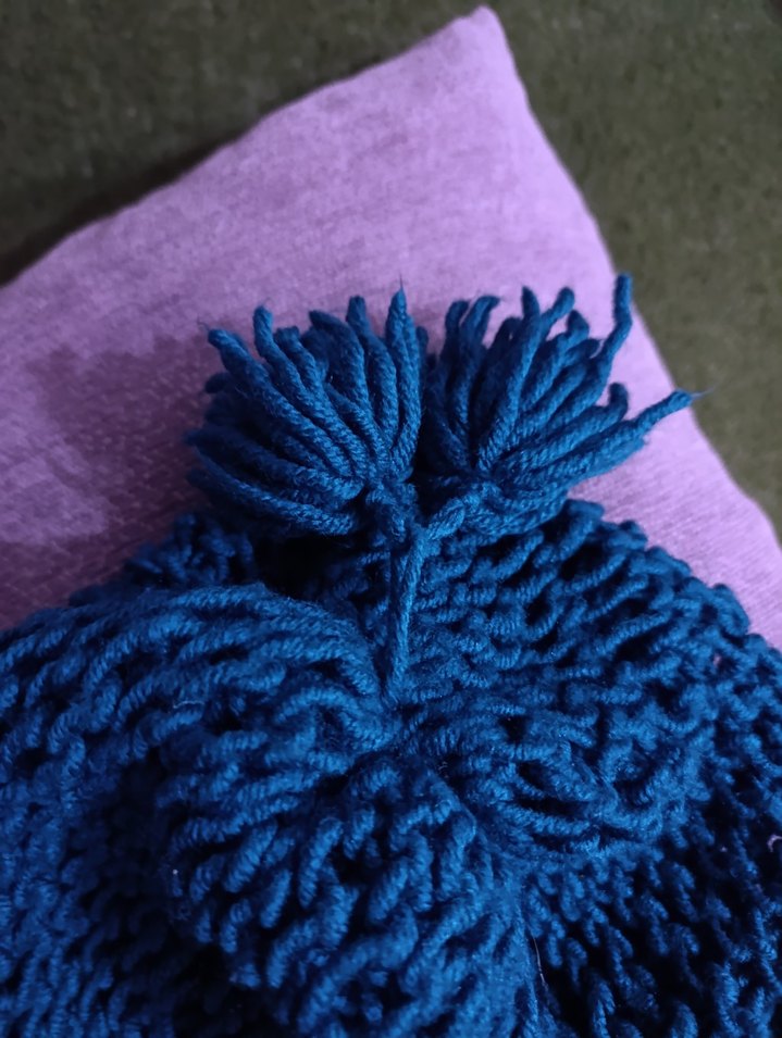 Kadın Mavi Örgü Bohem Bere - Görsel 4