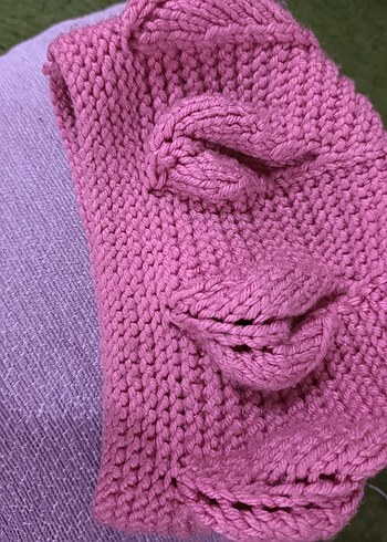 Pembe Örgü Kadın Bere - Görsel 3