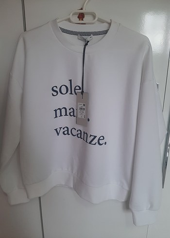 Xint Beyaz Baskılı Kadın Sweatshirt
