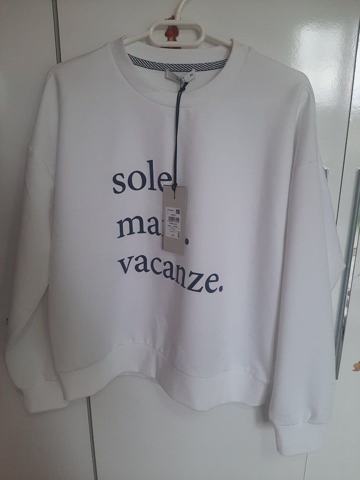 Beyaz Baskılı Kadın Sweatshirt - Görsel 2