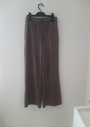 Bej Bol Kesim Midi Kumaş Pantolon