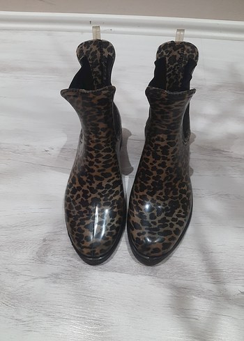 Kahverengi Leopar Desenli yağmur botu - Görsel 3
