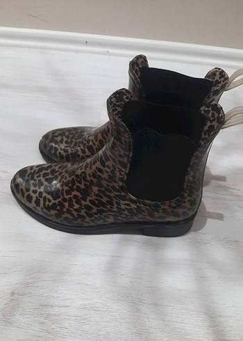 Kahverengi Leopar Desenli yağmur botu - Görsel 4