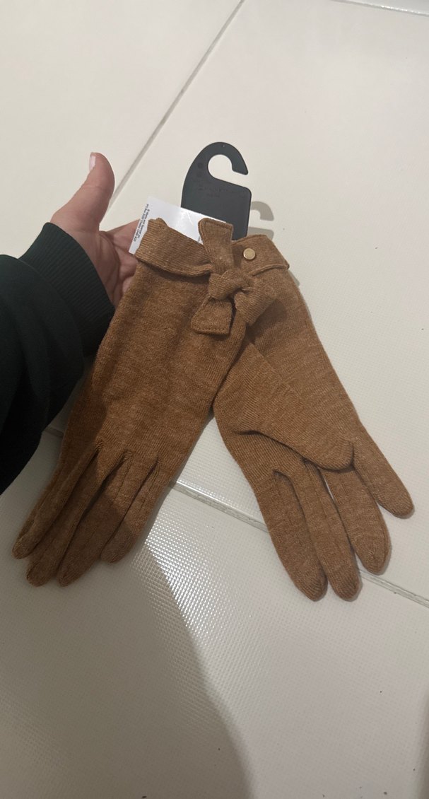 Kahverengi Süet Kadın Eldivenleri - Görsel 4
