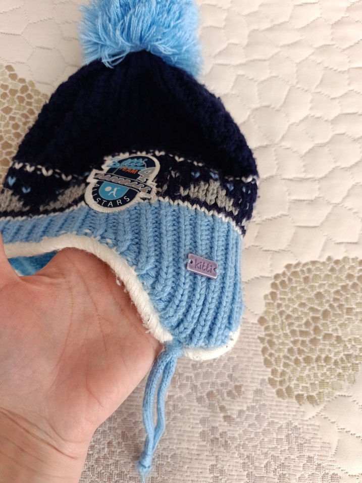 Nakışlı Mavi Erkek Çocuk Bere - Görsel 2