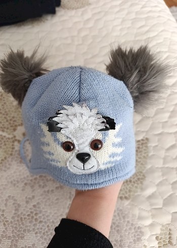 Gri Kürklü Nakışlı Erkek Çocuk Bere - Görsel 4