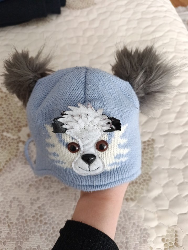 Gri Kürklü Nakışlı Erkek Çocuk Bere - Görsel 4